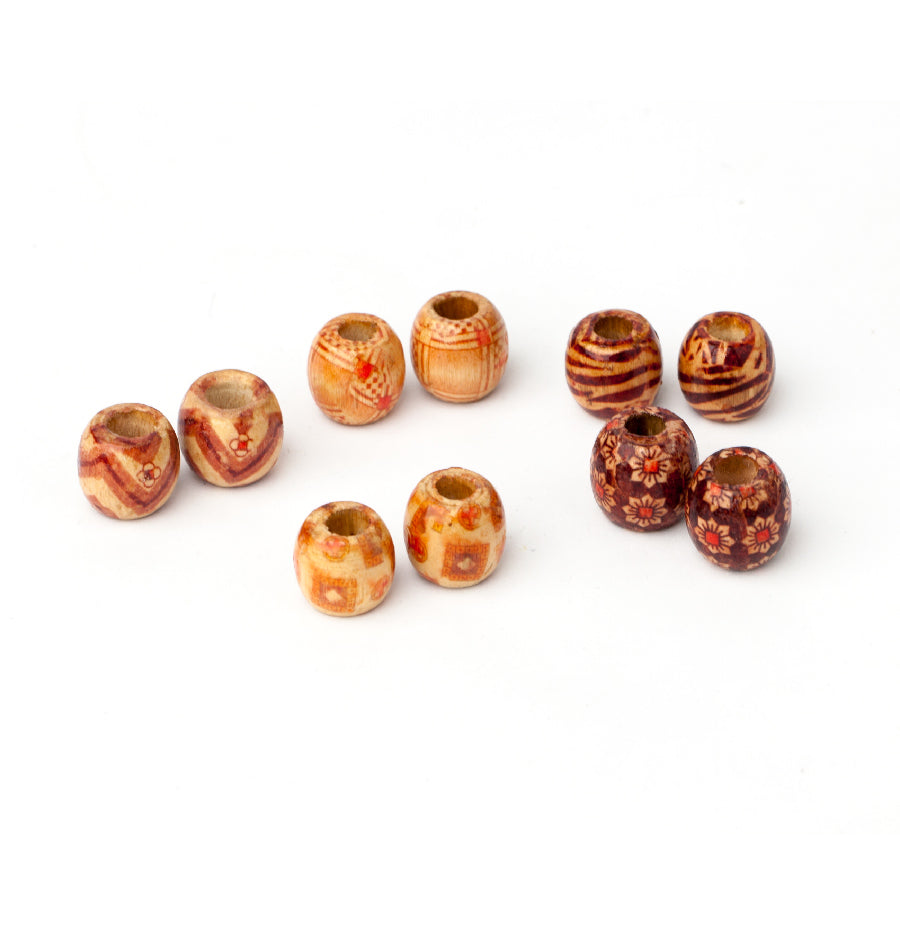 Mărgele de păr din lemn mari AFROline (10 buc)