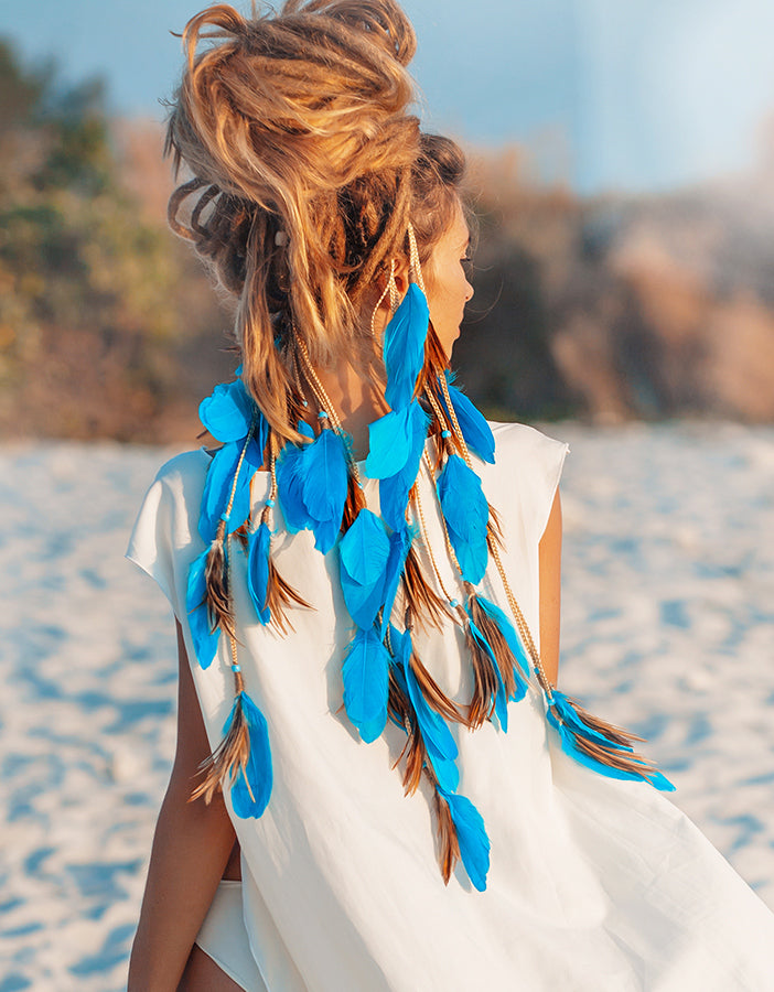 Produs pentru păr ornament de păr cu pene colorate portocaliu AFROline (1 buc.)